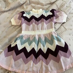 Janie & Jack Purple zigzag sweater dress NWT